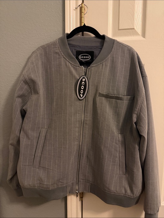Scoop Jackets & Blazers - Grey Pinstripe Bomber Jacket - Unbranded
